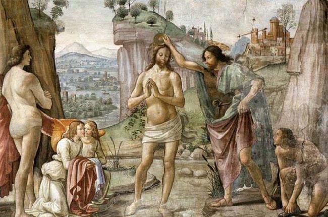 GHIRLANDAIO, Domenico Detail of Baptism of Christ France oil painting art